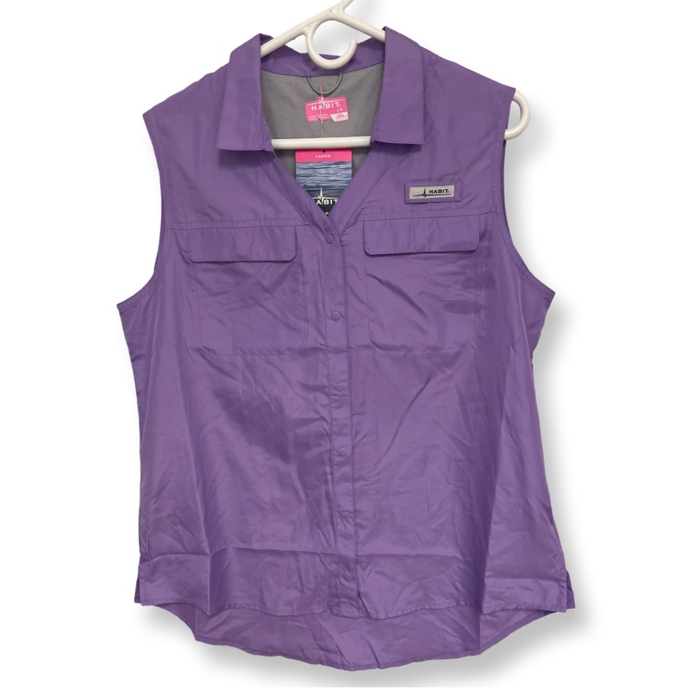 HABIT Pikes Pier 40+UPF Protection Sleeveless Shirt Women’s Large Purple NWT❗️